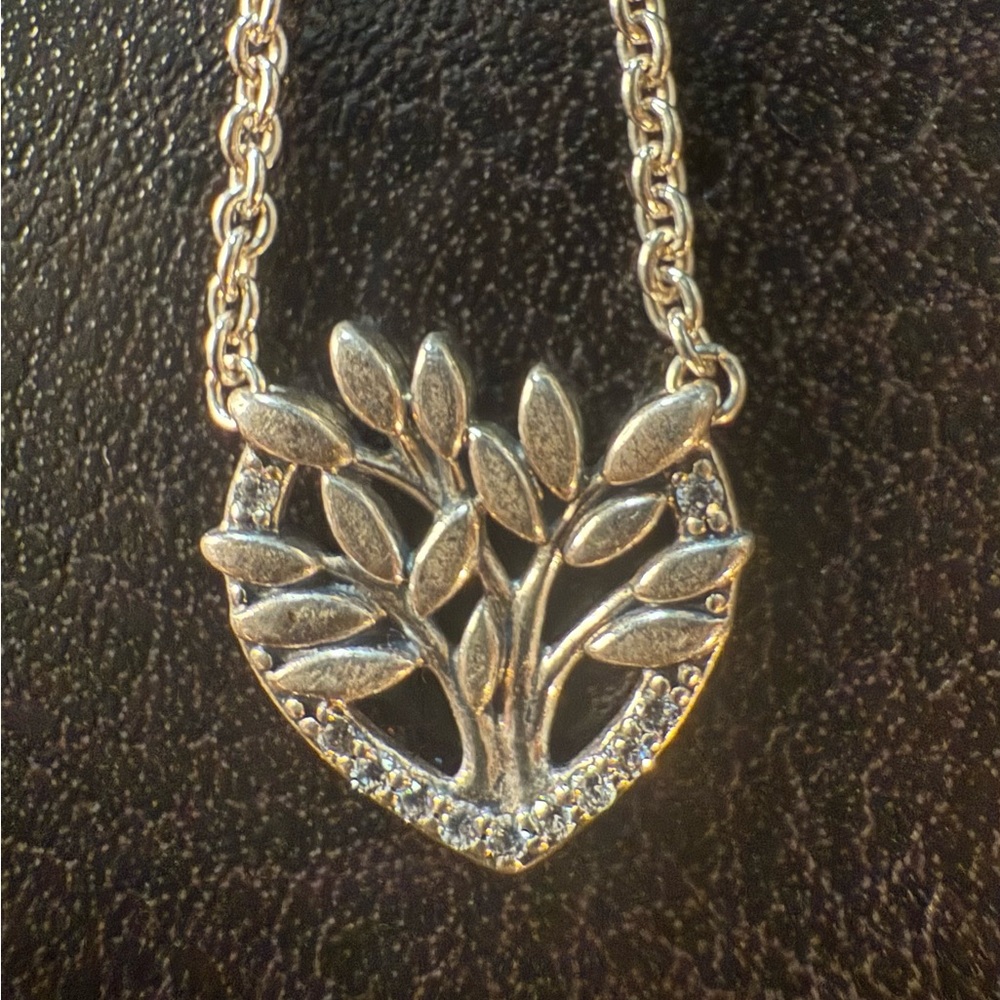 925 Sterling Silver & CZ Tree of Life Necklace 20 inch 4.20 grams